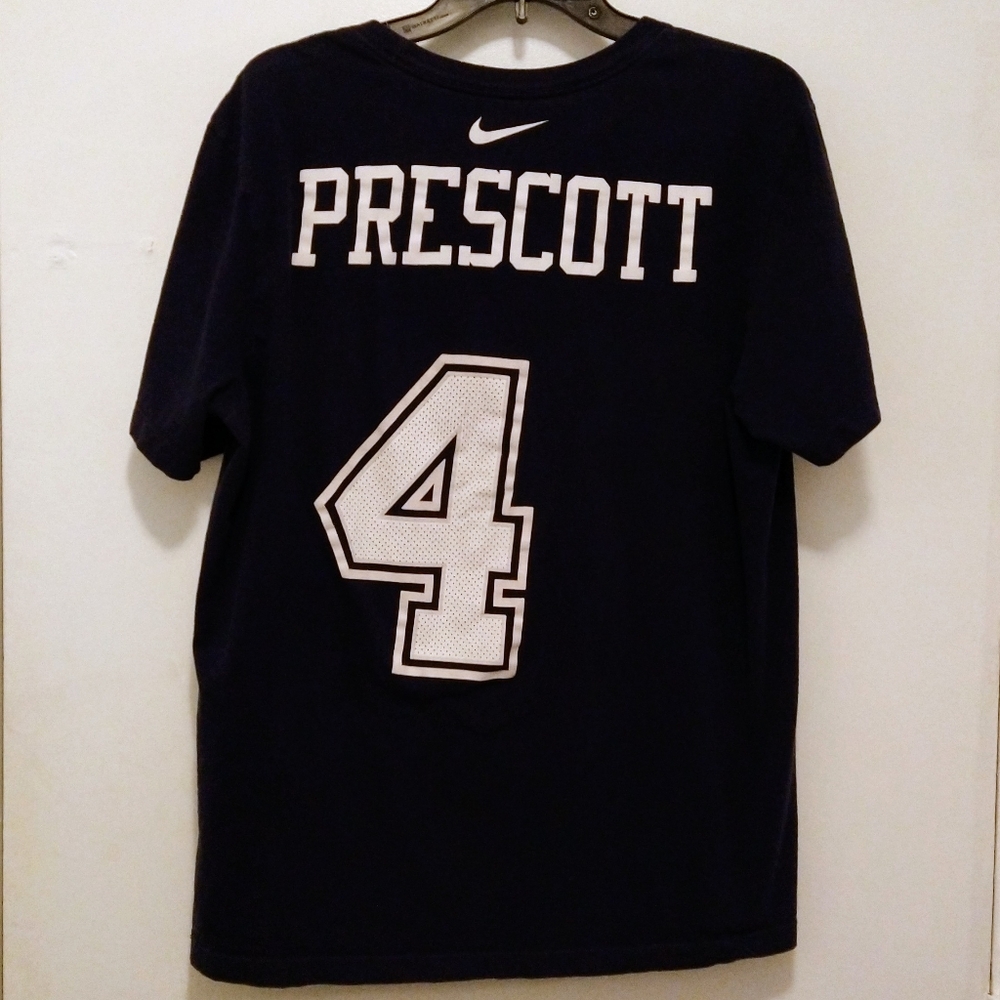 DALLAS COWBOYS The Nike Tee Men's L Navy Blue Short Sleeve #4 Dak Prescot